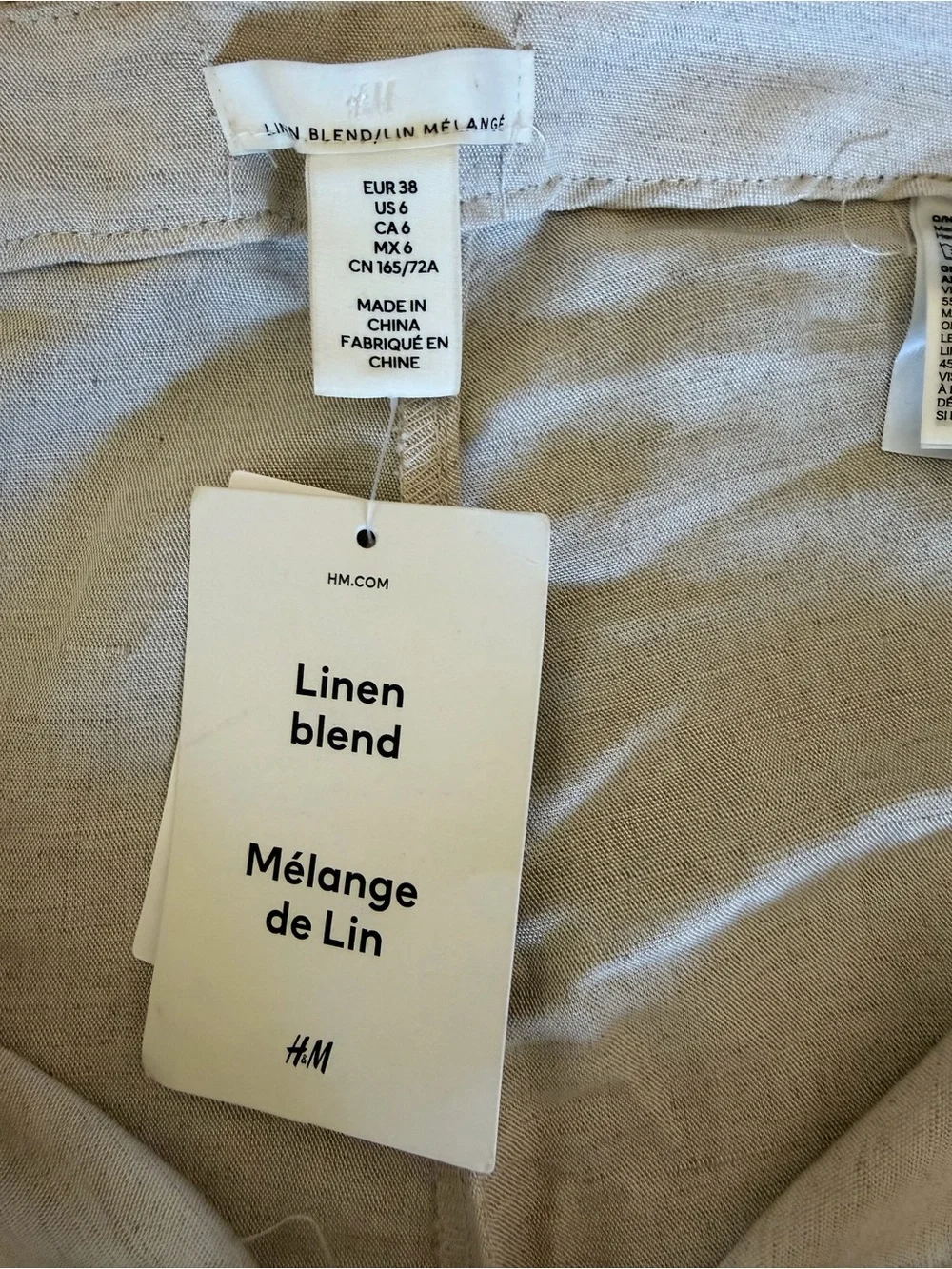 H&M Wide-Leg Linen Blend Pants - Light Taupe